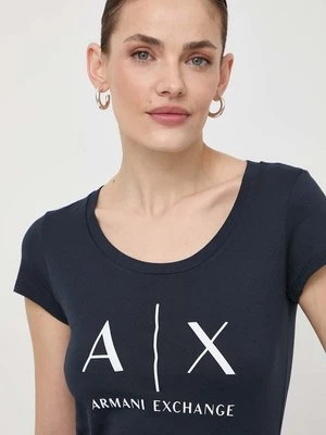 Armani Exchange t-shirt bawełniany kolor granatowy 8NYT70 YJ16Z NOS