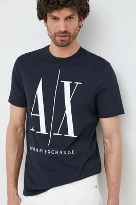 Armani Exchange t-shirt bawełniany kolor granatowy z nadrukiem 8NZTPA ZJH4Z NOS