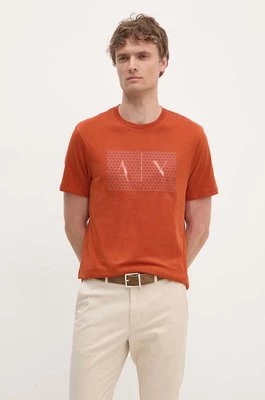 Armani Exchange t-shirt bawełniany kolor pomarańczowy z nadrukiem