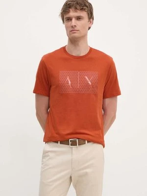 Armani Exchange t-shirt bawełniany kolor pomarańczowy z nadrukiem