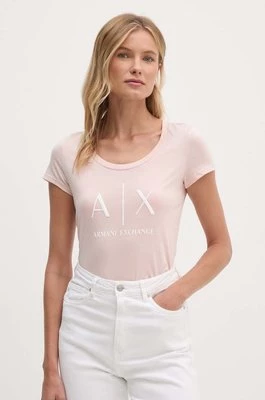 Armani Exchange t-shirt bawełniany kolor różowy