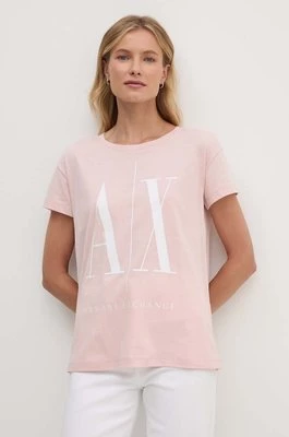 Armani Exchange t-shirt bawełniany kolor różowy