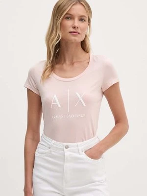 Armani Exchange t-shirt bawełniany kolor różowy