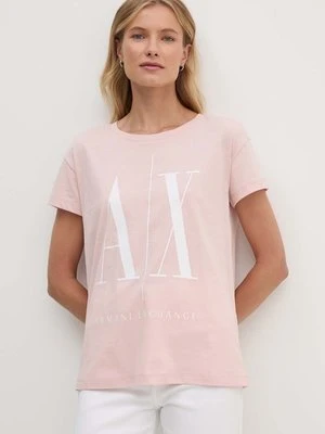 Armani Exchange t-shirt bawełniany kolor różowy