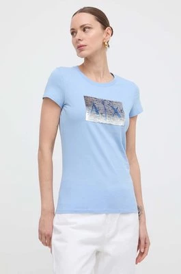 Armani Exchange t-shirt bawełniany kolor turkusowy 8NYTDL YJ73Z