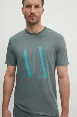 Armani Exchange t-shirt bawełniany kolor zielony z nadrukiem