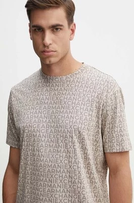 Armani Exchange t-shirt bawełniany męski kolor beżowy wzorzysty 6DZTJA ZJH4Z