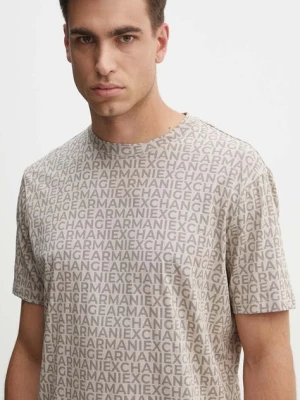 Armani Exchange t-shirt bawełniany męski kolor beżowy wzorzysty 6DZTJA ZJH4Z