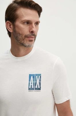 Armani Exchange t-shirt bawełniany męski kolor beżowy z aplikacją 3DZTJU ZJH4Z