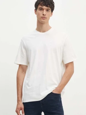 Armani Exchange t-shirt bawełniany męski kolor beżowy z aplikacją 6DZTAC ZJASZ