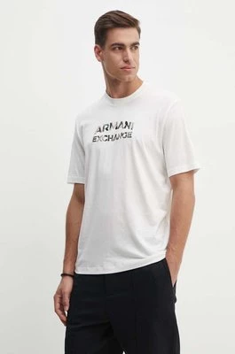 Armani Exchange t-shirt bawełniany męski kolor beżowy z aplikacją 6DZTHC ZJBYZ