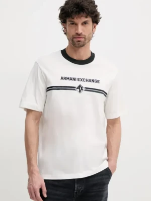 Armani Exchange t-shirt bawełniany męski kolor beżowy z aplikacją XM000274 AF12308