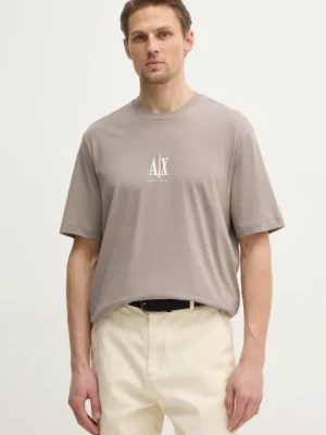 Armani Exchange t-shirt bawełniany męski kolor beżowy z aplikacją XM000363 AF12308