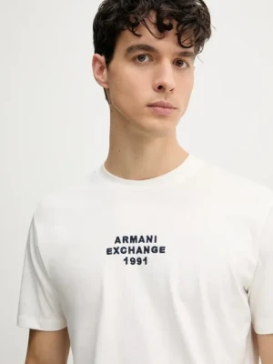 Armani Exchange t-shirt bawełniany męski kolor beżowy z aplikacją XM000540 AF10362