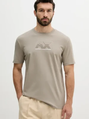 Armani Exchange t-shirt bawełniany męski kolor beżowy z aplikacją XM000544 AF10361