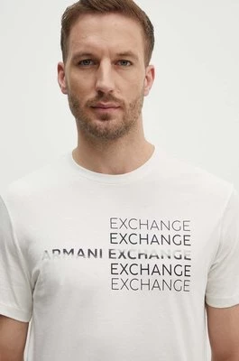 Armani Exchange t-shirt bawełniany męski kolor beżowy z nadrukiem 3DZTAC ZJ9TZ