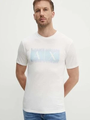 Armani Exchange t-shirt bawełniany męski kolor beżowy z nadrukiem 3DZTJG ZJBYZ