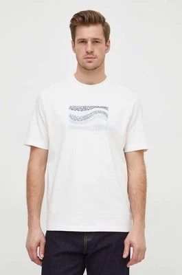 Armani Exchange t-shirt bawełniany męski kolor beżowy z nadrukiem 3DZTLE ZJ9JZ