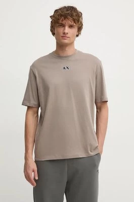 Armani Exchange t-shirt bawełniany męski kolor beżowy z nadrukiem 6DZTJV ZJLFZ