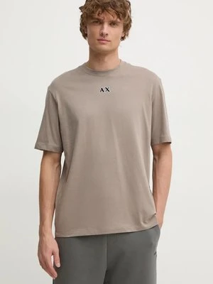 Armani Exchange t-shirt bawełniany męski kolor beżowy z nadrukiem 6DZTJV ZJLFZ