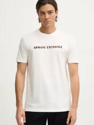 Armani Exchange t-shirt bawełniany męski kolor beżowy z nadrukiem XM000127 AF10356