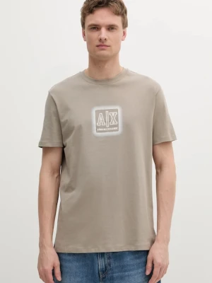 Armani Exchange t-shirt bawełniany męski kolor beżowy z nadrukiem XM000545 AF10361