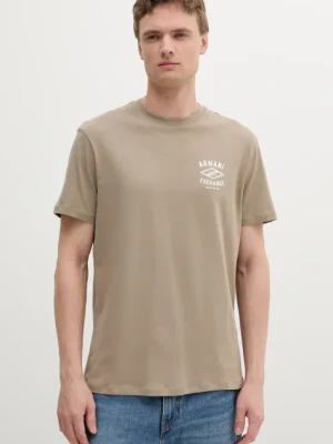 Armani Exchange t-shirt bawełniany męski kolor beżowy z nadrukiem XM000550 AF10362