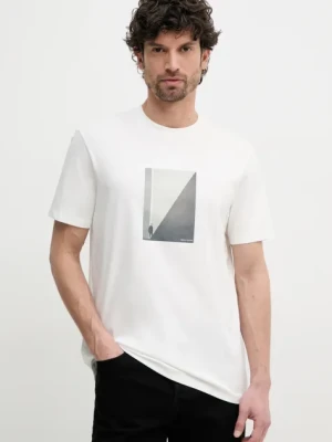 Armani Exchange t-shirt bawełniany męski kolor beżowy z nadrukiem XM000753 AF10361