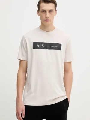 Armani Exchange t-shirt bawełniany męski kolor beżowy z nadrukiem XM001425 AF10361