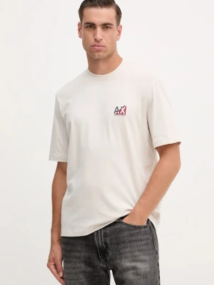 Armani Exchange t-shirt bawełniany męski kolor beżowy z nadrukiem XM001451 AF10356