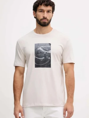 Armani Exchange t-shirt bawełniany męski kolor beżowy z nadrukiem XM001470 AF10362