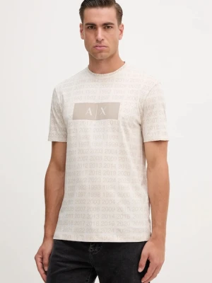 Armani Exchange t-shirt bawełniany męski kolor beżowy z nadrukiem XM001902 AF10356