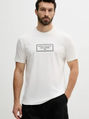 Armani Exchange t-shirt bawełniany męski kolor biały z aplikacją XM000552 AF10356