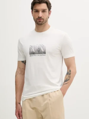 Armani Exchange t-shirt bawełniany męski kolor biały z nadrukiem XM000555 AF10358