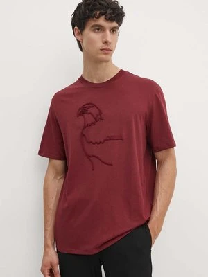 Armani Exchange t-shirt bawełniany męski kolor bordowy z aplikacją XM000044 AF10334