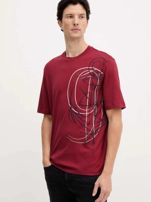 Armani Exchange t-shirt bawełniany męski kolor bordowy z aplikacją XM001441 AF10362