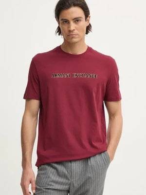 Armani Exchange t-shirt bawełniany męski kolor bordowy z nadrukiem XM000127 AF10356