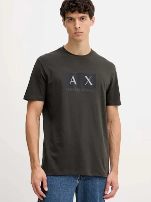Armani Exchange t-shirt bawełniany męski kolor brązowy z nadrukiem XM001463 AF10356