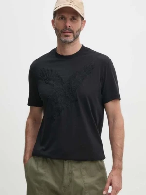 Armani Exchange t-shirt bawełniany męski kolor czarny z aplikacją 6DZTAD ZJ9TZ
