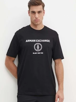 Armani Exchange t-shirt bawełniany męski kolor czarny z aplikacją 6DZTLC ZJ9JZ