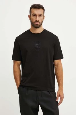 Armani Exchange t-shirt bawełniany męski kolor czarny z aplikacją 6DZTLE ZJ9JZ