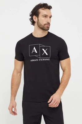 Armani Exchange t-shirt bawełniany męski kolor czarny z nadrukiem 3DZTAD ZJ9AZ