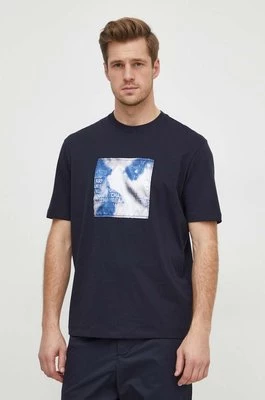 Armani Exchange t-shirt bawełniany męski kolor granatowy z aplikacją 3DZTLB ZJ9JZ