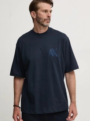 Armani Exchange t-shirt bawełniany męski kolor granatowy z aplikacją 6DZMJF ZJLFZ