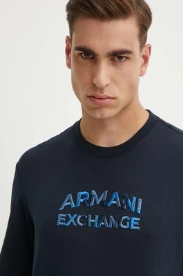 Armani Exchange t-shirt bawełniany męski kolor granatowy z aplikacją 6DZTHC ZJBYZ