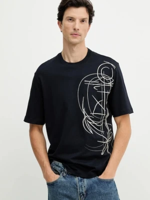 Armani Exchange t-shirt bawełniany męski kolor granatowy z aplikacją XM001441 AF10362