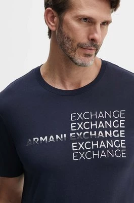 Armani Exchange t-shirt bawełniany męski kolor granatowy z nadrukiem 3DZTAC ZJ9TZ