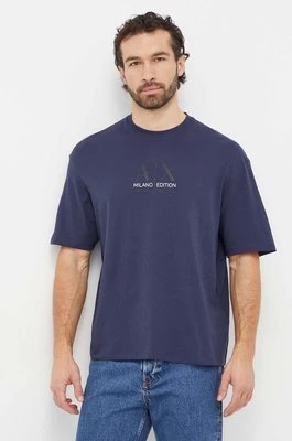 Armani Exchange t-shirt bawełniany męski kolor granatowy z nadrukiem 3DZTAB ZJ3VZ
