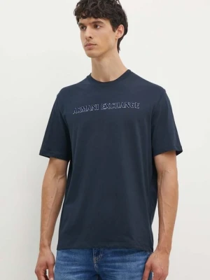 Armani Exchange t-shirt bawełniany męski kolor granatowy z nadrukiem 6DZTBD ZJ3VZ