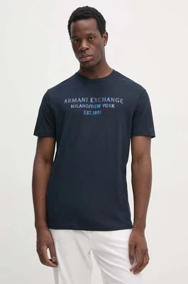 Armani Exchange t-shirt bawełniany męski kolor granatowy z nadrukiem 6DZTH5 ZJ9JZ